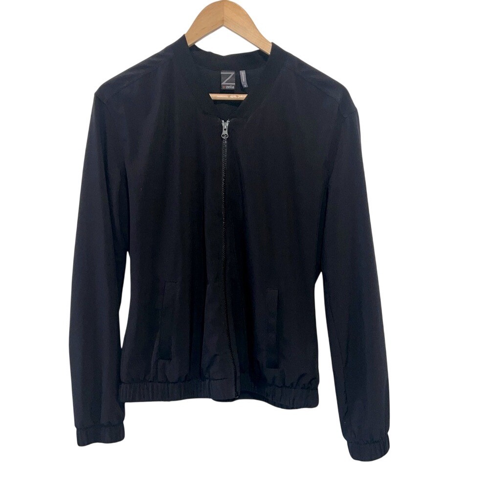 Zella Black Lightweight Bomber Jacket Womens M Full Zip Activewear